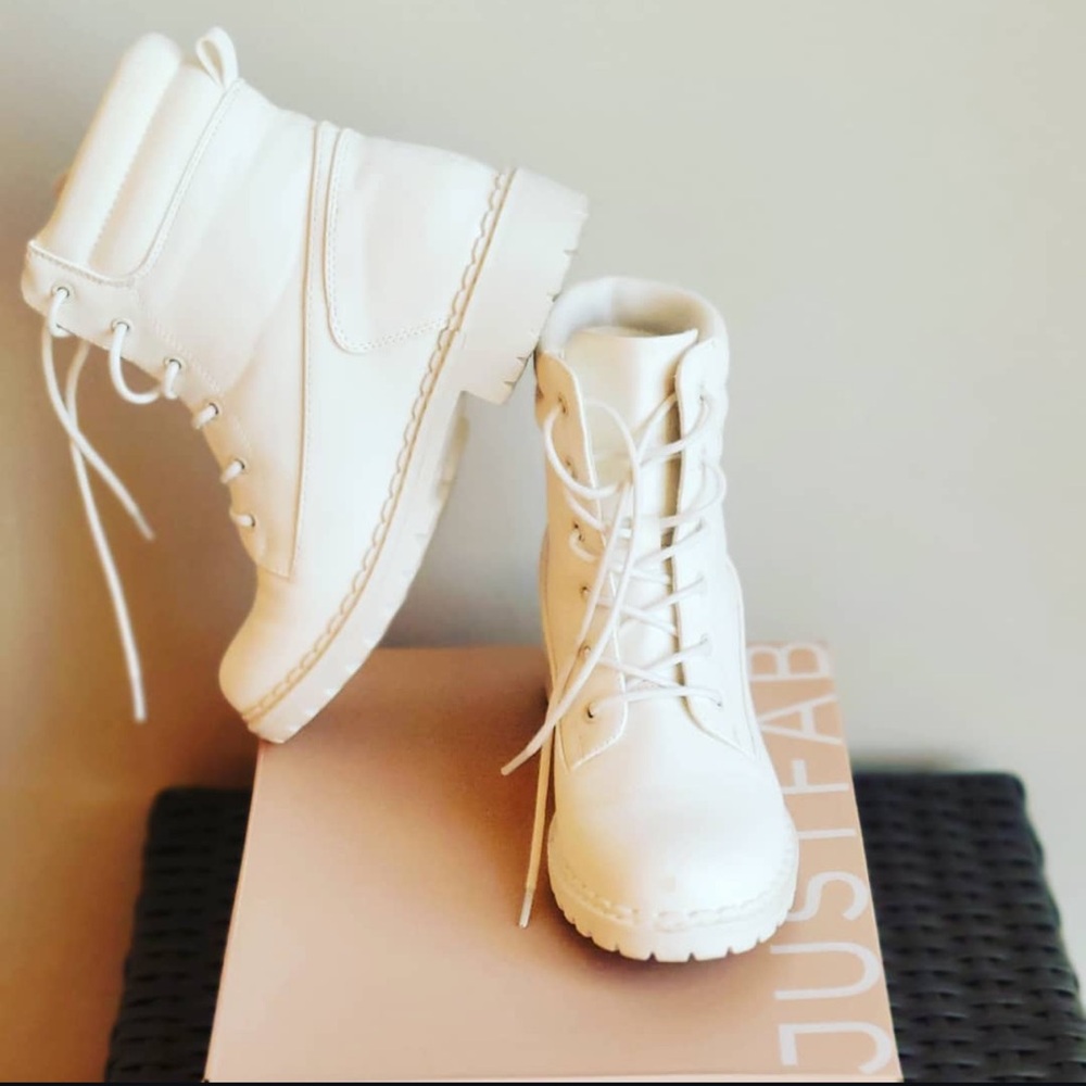 White Combat Boots